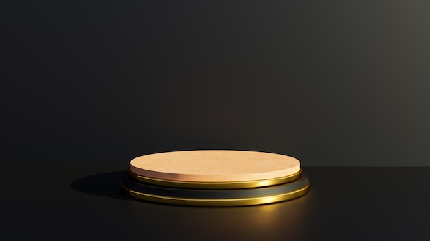 3d render black and gold pedestal for display