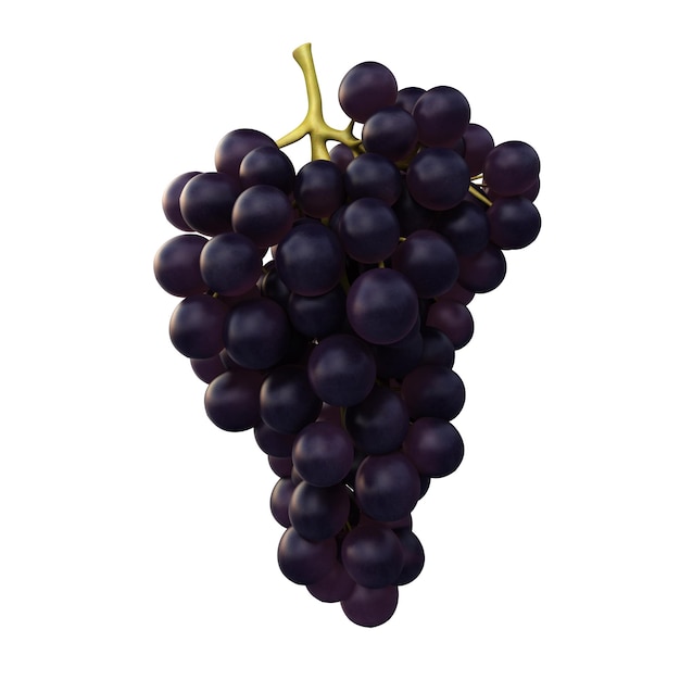 3d render black grapes (clipping path)