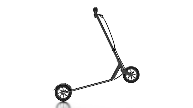 3d render black scooter on the rear wheel sisdfeuv