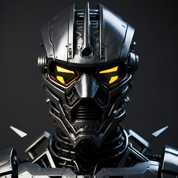 3d render of a black and white robot