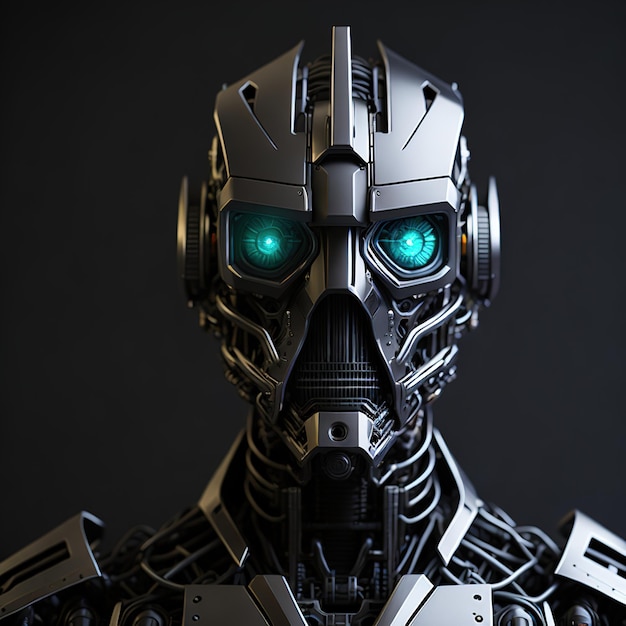 3d render of a black and white robot