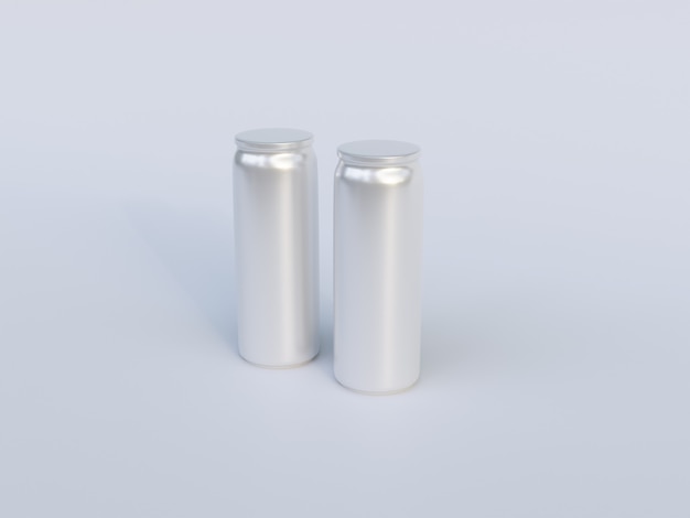 3d render Blank aluminum soda or beer can empty fresh packing mockup on white background