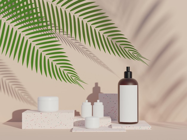 3d render of blank cosmetics skincare product or packaging for mock up Beauty soap and spa concept