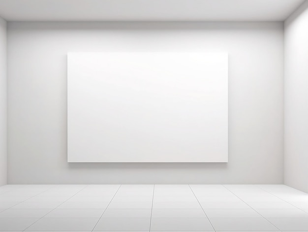 3d render blank white Gallery wall mockup interior