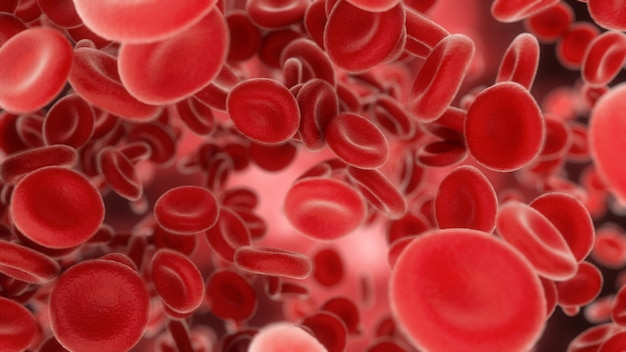 3D render Bloedcellen stroomt door slagaders of aders