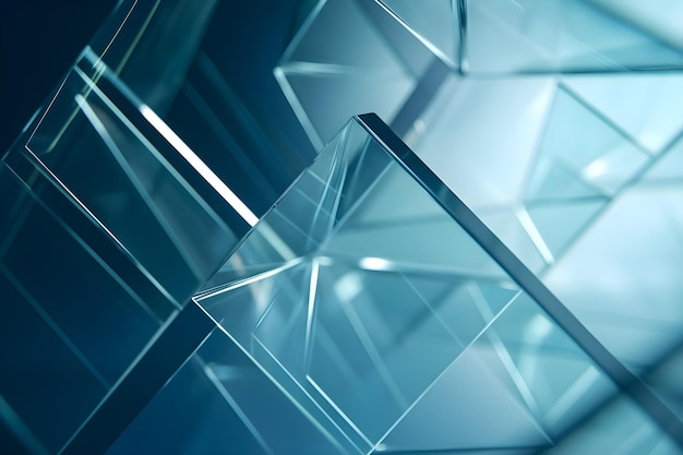 Photo 3d render of blue abstract ethereal glass shards background