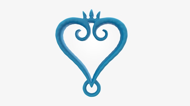 Photo 3d render blue color heart love symbol on white background