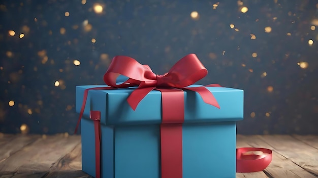 3d render blue gift box with ribbon male package