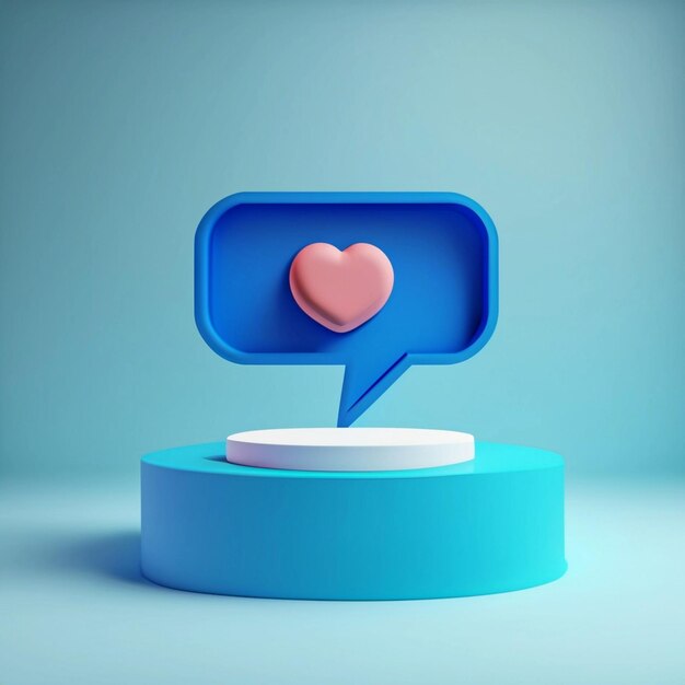 3d render of blue like icon in speech bubble Social media concept