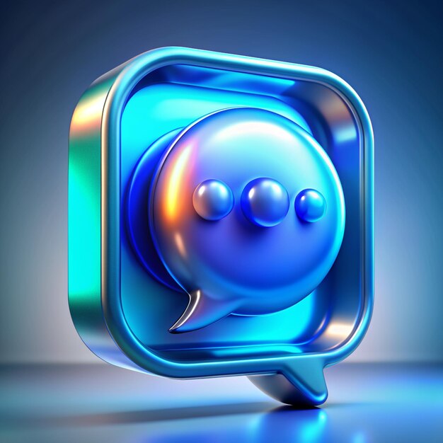 3d render of blue like icon in speech bubble Social media concept