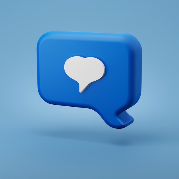 3d render of blue like icon in speech bubble Social media concept