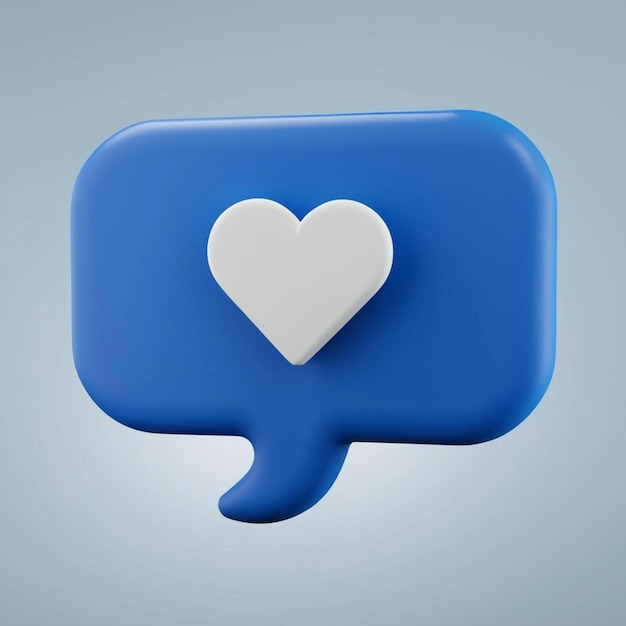 3d render of blue like icon in speech bubble Social media concept