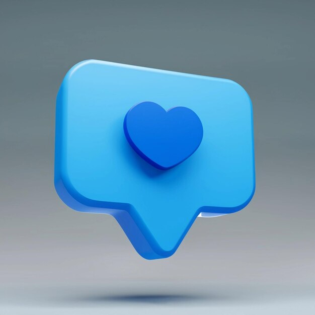 3d render of blue like icon in speech bubble Social media concept