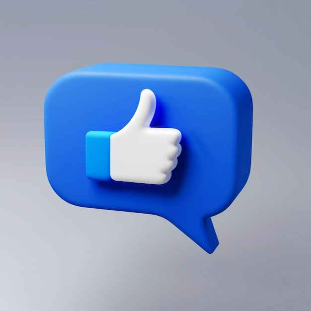 3d render of blue like icon in speech bubble Social media concept