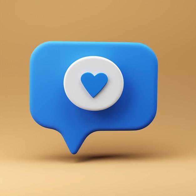 3d render of blue like icon in speech bubble Social media concept