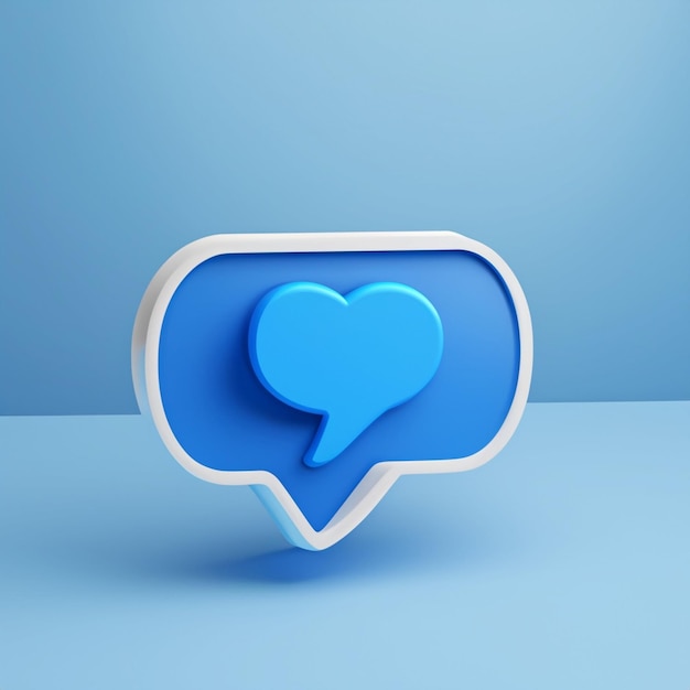 3d render of blue like icon in speech bubble Social media concept