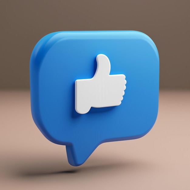 3d render of blue like icon in speech bubble Social media concept