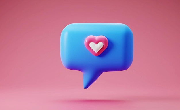 3d render of blue like icon in speech bubble Social media concept