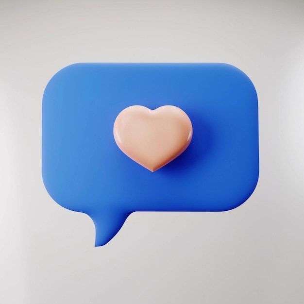 3d render of blue like icon in speech bubble Social media concept