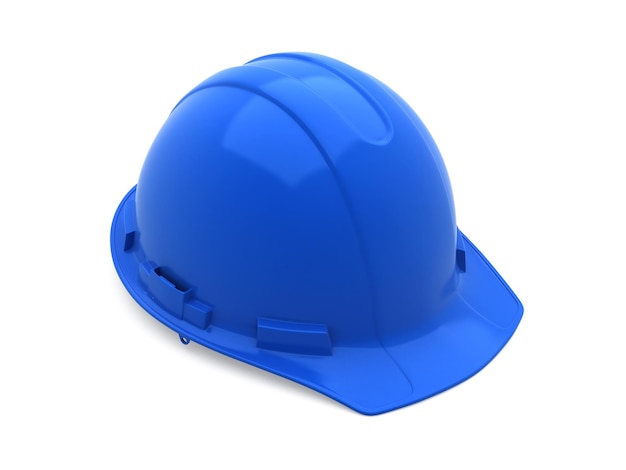 Photo 3d render blue safety helmet (clipping path)