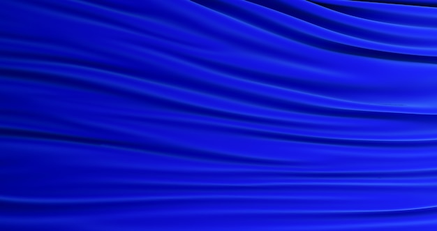 3D render of blue silk fabric background. Deep blue satin, silk, texture background