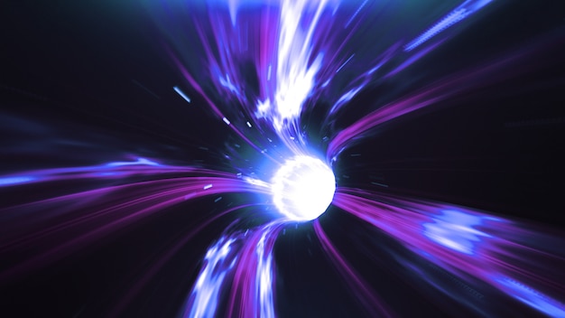 3d render Blue-violet Wormhole time vortex space