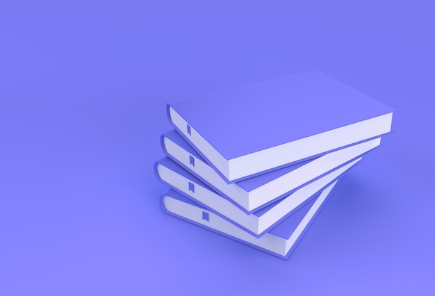 3D Render Books stack of book covers textbook bookmark mockup style Design.