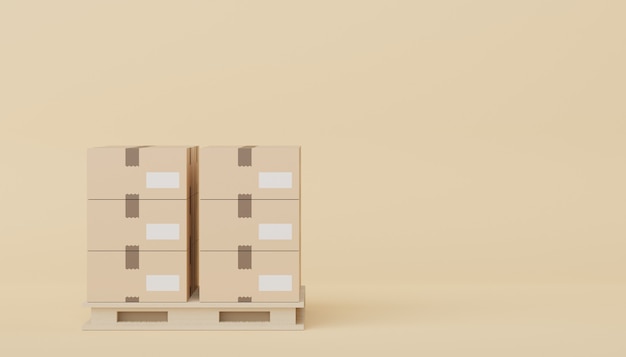 3d render of brown cardboard boxes parcel