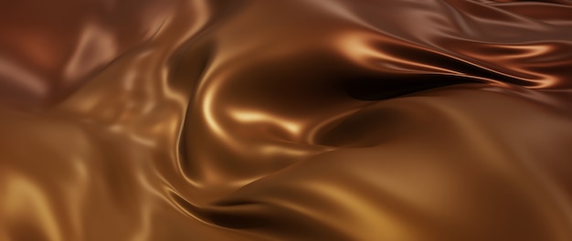 3d render of brown silk cloth or coffee. iridescent holographic foil. abstract art fashion background.