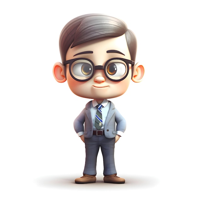3D-рендер бизнесмена в очках и галстуке