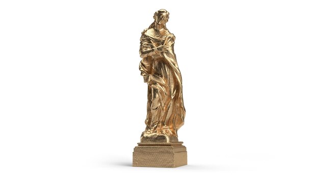 Foto 3d render busto oro isolato figurina d'oro incarna la grazia maschile