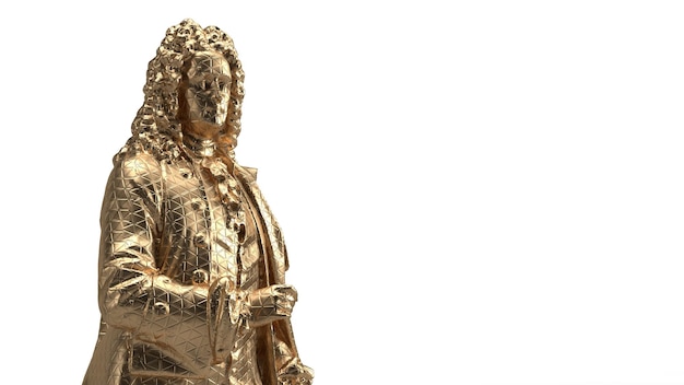 Photo 3d render bust gold isolated golden male form with intricate details