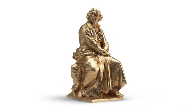 3D рендеринг бюста золото изолировано Мастерски изготовленная статуэтка золотого человека