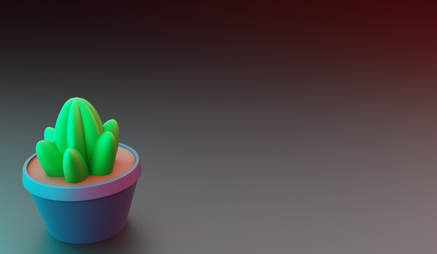 3d render cactus in a pot