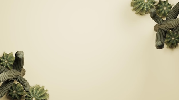 3d render cactus with yellow background