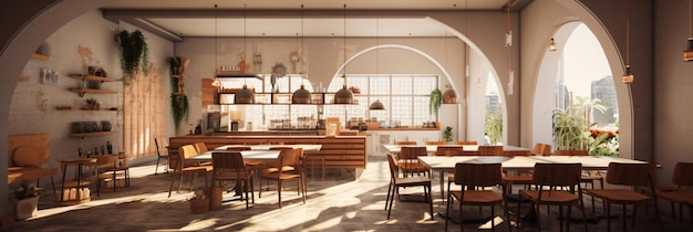 3d render cafe restaurant