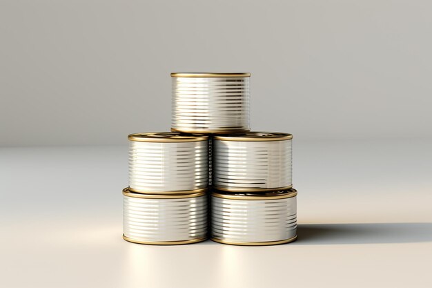 3D Render of a Canned Food Cans on White Background