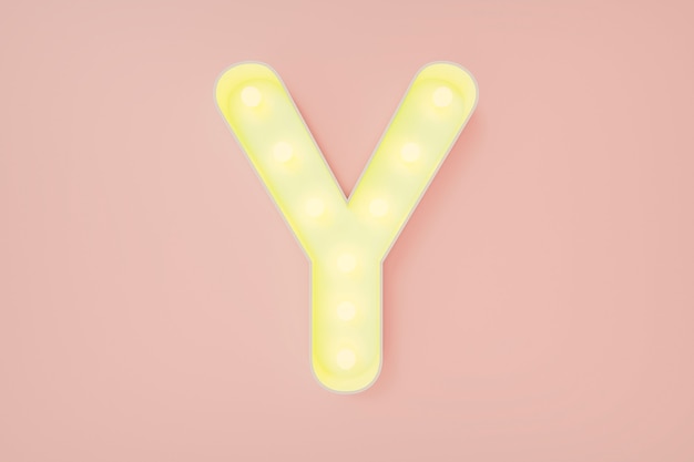 3D Render. The capital letter Y with light bulbs