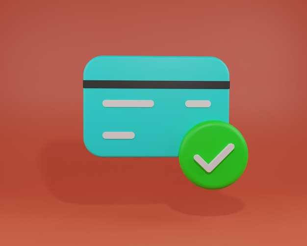 3d render card approved successful card payment icon payment\
concept