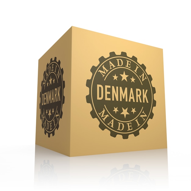 3D Render of Cardboard Box with Made in Denmark