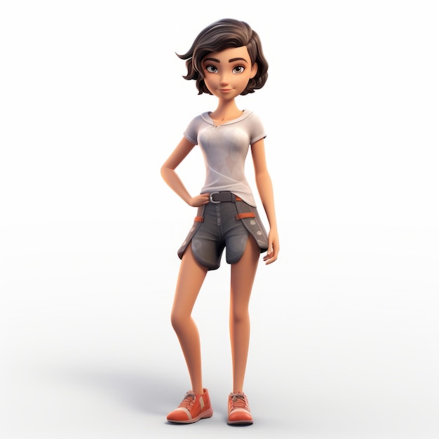 3d Render Of Cartoon Character Brielle With Short Hair