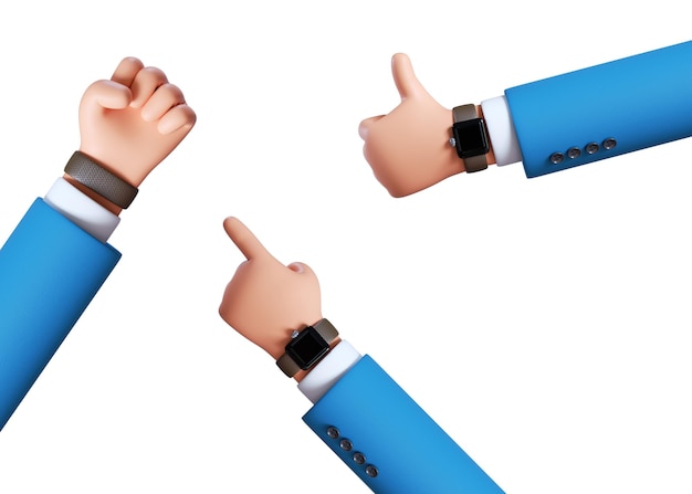 3d render cartoon character businessman hands