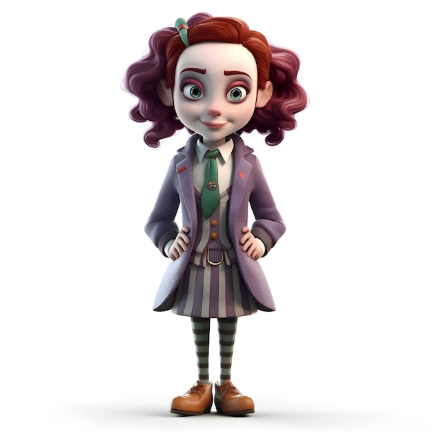 3D Render of Cartoon Character with coat and tie with clipping path