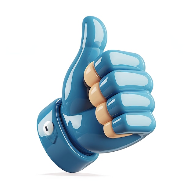 3d render Cartoon Hand Like icon on a blue pin isolated on white background