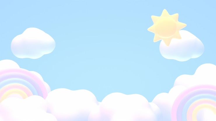 Photo 3dレンダリング アニメ 太陽と虹の空
