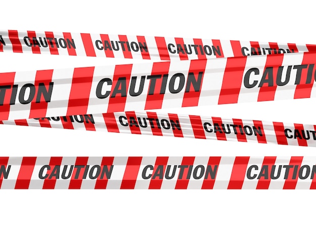 3d render caution tape strips (isolated on white and clipping path)