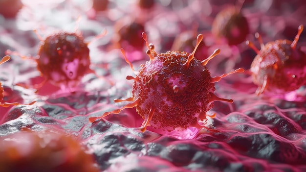 암 종양의 세포 순환의 3D 렌더링