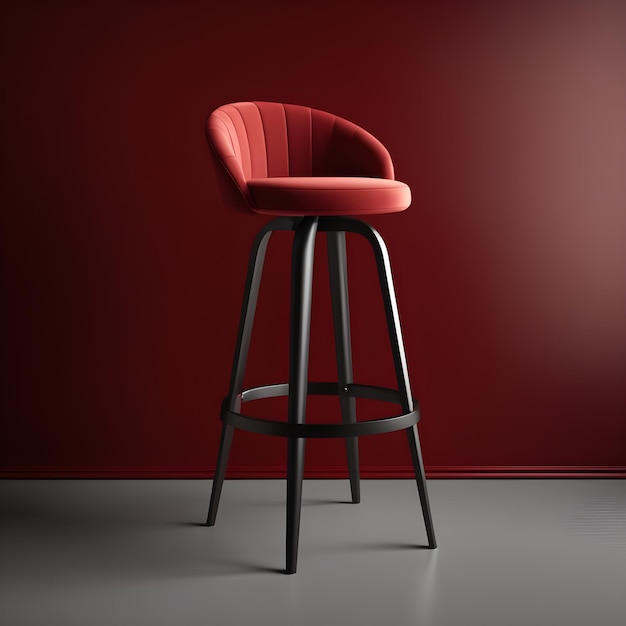 Photo 3d render of chair in a room with red wall and floor