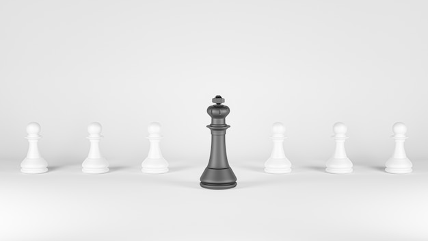 3D render. chess board game for Leadership Concepts.