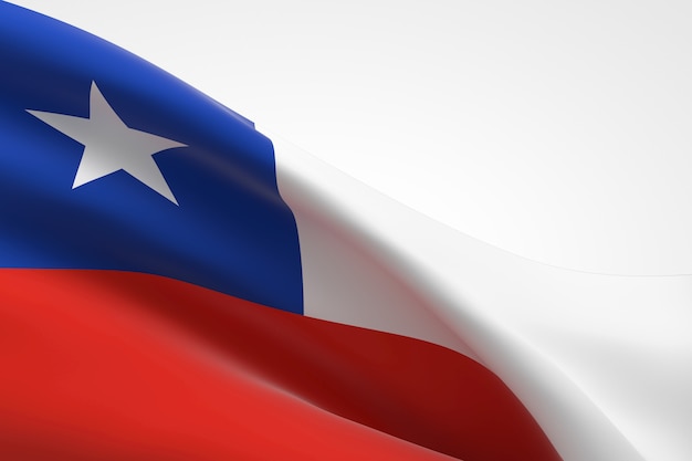 3d render of the chilean flag waving.